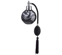 GILDE Flacone di profumo in vetro con pompa a sfera - accessorio decorativo per il bagno degli ospiti WC - regalo per la festa della mamma - in vetro trasparente fumo nero - altezza 12 cm