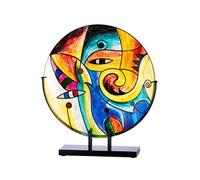 GILDE GLAS art Scultura decorativa su supporto in metallo nero, oggetto artistico dipinto a mano, multicolore, altezza 41 cm