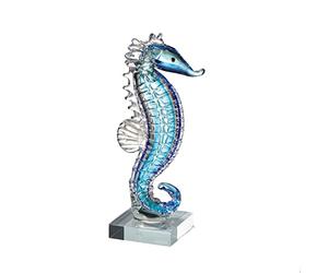 GILDE GLAS art Scultura in vetro, statuetta cavalluccio marino, altezza 24 cm
