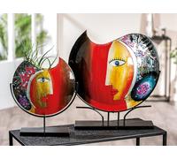 GILDE GLAS art Vaso decorativo grande per il viso - Vaso in vetro dipinto a mano con supporto in metallo - decorazione soggiorno altezza 48 cm multicolore