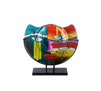 GILDE GLAS art Vaso decorativo in vetro su base in metallo - vaso per il viso - decorazione soggiorno - regalo per donne compleanno Natale - multicolore altezza 35 cm larghezza 39 cm