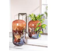 GILDE GLAS art Vaso decorativo per fiori - Vaso in vetro colorato - decorazione soggiorno regalo per donne - altezza 27 cm colori: arancione rosa