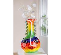GILDE GLAS art Vaso decorativo per il viso - Vaso in vetro colorato - decorazione soggiorno regalo per donne uomini altezza 34 cm multicolore