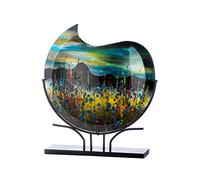 GILDE GLAS art Vaso decorativo rotondo XL su base in metallo nero - dipinto a mano con elementi in vetro - oggetto artistico multicolore, altezza 47,5 cm