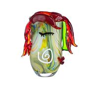 GILDE GLAS art Vaso decorativo - Vaso per il viso in vetro - oggetto artistico - Vaso in vetro - Colore: rosso/verde altezza 29,5 cm