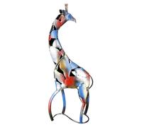 GILDE Grande statuetta decorativa giraffa XL, scultura in metallo, realizzata a mano e dipinta a mano, regalo decorativo, multicolore, altezza 64 cm