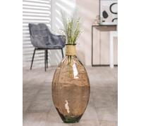 GILDE Grande vaso decorativo in vetro - vaso di vetro bulboso con decorazione in rafia vaso per erba della pampa - regalo di compleanno colore marrone altezza 59 cm