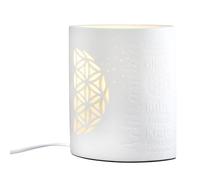 GILDE Lampada da tavolo AchtsamZeit - Porcellana - ovale - bianco - con scritta - altezza 20 cm x larghezza 17 cm - lampada decorativa