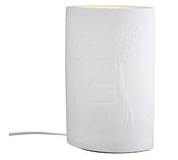 GILDE Lampada da tavolo Adelheid - Porcellana - Opaca - Ovale - Bianco - Altezza 28 cm x Larghezza 18 cm - con motivo - Lampada da formic