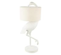 GILDE Lampada da tavolo con airone in seta, in resina, colore bianco, opaco, a forma di airone, altezza 76 cm x diametro 31 cm, con feltrini, lampada da soggiorno