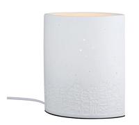 GILDE Lampada da tavolo per gatti in porcellana - bianco - ovale - altezza 20 cm x larghezza 17 cm - motivo gatto - senza lampadina
