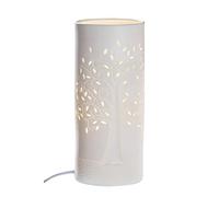 GILDE Lampada Prickel - in porcellana - foglie, erba, fiori - diversi motivi e dimensioni, Porcellana, Lebensbaum - H:28cm - Weiß, Höhe 28 cm Breite 12 cm Tiefe 12 cm