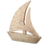 GILDE Oggetto decorativo Nessaja barca in legno di mango - colore naturale - superficie increspata - altezza 41 cm x larghezza 40 cm - barca a vela