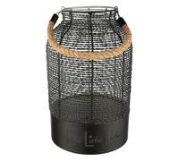 GILDE Portacandela con scritta "Lebe Liebe Lache - Ferro - Nero opaco - Altezza 33 cm x Ø 20 cm - con manico