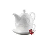Gilde Porzell Tea for one 'Hirsch Design' weiss/grau 49580