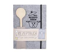 GILDE Quaderni ricette, libro da scrivere fai da te, formato A5, il mio ricettario, libro di cucina vuoto, per ricette preferite, cottura da soli, ricette, libro di ricette, con cucchiaio in legno