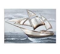 Gilde Quadro 3D Stampe da Parete, Mare - Lago - Barca a Vela Grigio, 150 x 100 cm