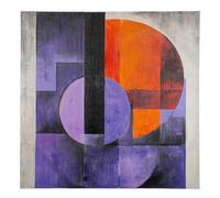 GILDE Quadro Clune - Quadrato - Motivo geometrico - Legno e tela - Lilla - Altezza 100 cm x Larghezza 100 cm - Superficie strutturata