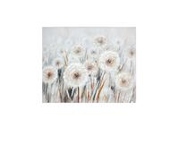 GILDE Quadro grande XL su tela 100 x 80 cm - fiori di leone grigio crema