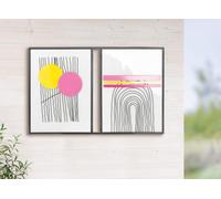 GILDE Quadro moderno in legno e metallo, rettangolare, lucido, 36 x 56 cm, nero/bianco