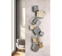 GILDE Relief Cubes - Decorazione da parete, in metallo, colore antracite, dorato, 92 x 30 cm, effetto metallico, decorazione per la casa