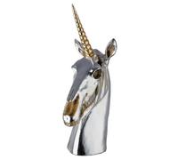 GILDE Scultura Aurex Unicorno in resina - lucido - argento - altezza 48 cm x larghezza 29 cm - figura decorativa