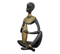 GILDE Scultura decorativa in resina - decorazione africana Safari - Colore: nero oro - altezza 32,5 cm