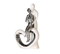 Gilde Scultura decorativa moderna Romance ceramica bianca argento altezza 33,5 cm larghezza 19,5 cm
