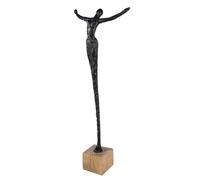 GILDE Scultura Freedom in resina e legno di mango - colore naturale e nero - altezza 70 cm x larghezza 29 cm - figura umana