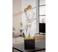 GILDE Scultura in resina con rose, 42 cm, colore: bianco