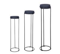 GILDE Set di 3 colonne decorative Leila in ferro verniciato a polvere - blu notte - altezza 101 cm x diametro 27 cm - colonna per decorazione