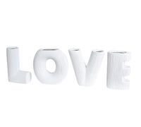 GILDE Set di 4 vasi decorativi Love - Set di vasi in ceramica - Scritta Love - Regali per donne Natale matrimonio compleanno - Colore Panna - Altezza 15 cm