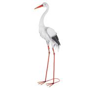 GILDE Statuetta di cicogna in metallo - bianco - altezza 91 cm - motivo uccelli - giardino - decorazione - scultura - esterno