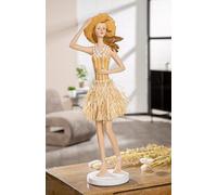 GILDE Statuetta Suzanne in resina a righe donna crema/bianco opaco, altezza 59 cm, larghezza 19 cm, profondità 15 cm