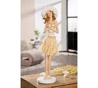 GILDE Statuetta Suzanne in resina a righe in crema e bianco opaco, altezza 59 cm, larghezza 18 cm, profondità 15 cm