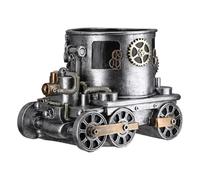 GILDE Steampunk Engine Planter - Portavaso in resina, motivo ingranaggi, finitura anticata, colore argento, altezza 20 cm x larghezza 26 cm