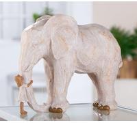 GILDE Tierfreund - Statuetta di elefante in resina naturale, altezza: 23 cm, larghezza: 28,5 cm, profondità: 11,5 cm, decorazione, regalo, da collezione, accessorio per la casa