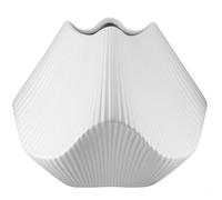 GILDE Vaso a lamelle - bianco opaco - ceramica - altezza 19 cm x larghezza 22 cm - vaso decorativo