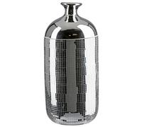 GILDE Vaso da collo da discoteca, in ceramica, colore argento, altezza 36 cm x diametro 16 cm, vaso decorativo
