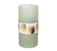 GILDE Vaso decorativo cilindrico in vetro, vaso per fiori, vaso da tavolo, vaso decorativo per soggiorno, colore: verde opaco, altezza 25,5 cm