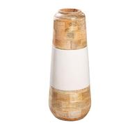 GILDE Vaso Naturelle in legno di mango - altezza 49 cm x diametro 20 cm - forma conica - naturale e bianco - lucido e opaco - vaso decorativo