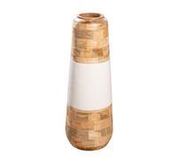 GILDE Vaso Naturelle in legno di mango - altezza 59 cm x diametro 22 cm - forma conica - naturale e bianco - lucido e opaco - vaso decorativo