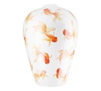 GILDE Vaso Neon - ceramica - bianco - altezza 30 cm x diametro 20 cm - motivo pesce - vaso decorativo panciato - impermeabile