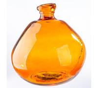 GILDE Vaso organico - vetro - arancione - altezza 32 cm x diametro 31 cm - vaso decorativo pancioso - produzione europea - materiale riciclato