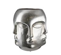 GILDE Vaso per fiori in ceramica, impermeabile, produzione europea, colore: argento antico, altezza 23 cm