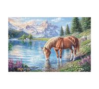 Gilded Horse at Water's Edge Puzzle 1000 Pezzi Giochi Da Tavolo Per Adulti Happy Time Serate in Compagnia Rilassamento E Divertimento Regalo Per Coppie E Amici 1000 PCS