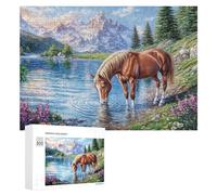 Gilded Horse at Water's Edge Puzzle 300 Pezzi Per Adolescenti 14+ Gioco Educativo Pratica Del Ragionamento Regalo Per Studio 300 PCS