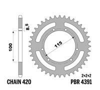 GILERA GSM, H@K,R,RK 50 1997-2001 corona PBR passo 420 50 Denti Ferro