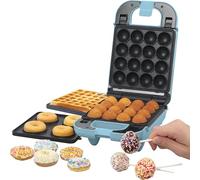 GILES & POSNER 3-in-1 Mini Treat Maker - Macchina per Ciambelle, Cake Pop, Waffle Iron, Piastre di Cottura Antiaderenti Rimovibili, Facile da Pulire, Compatta, Pasticceria per Bambini, Azzurro, 650 W