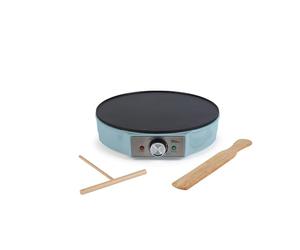 Giles & Posner Crepe Maker - Piastra Elettrica per Pancake, Antiaderente, Grande Piastra da 30 cm (12”), Temperatura Regolabile, Stendi Pastella & Spatola, 1000W, Blu